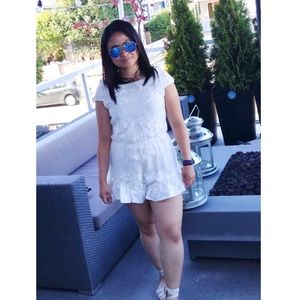 White Lace Embroidered Jumpsuit